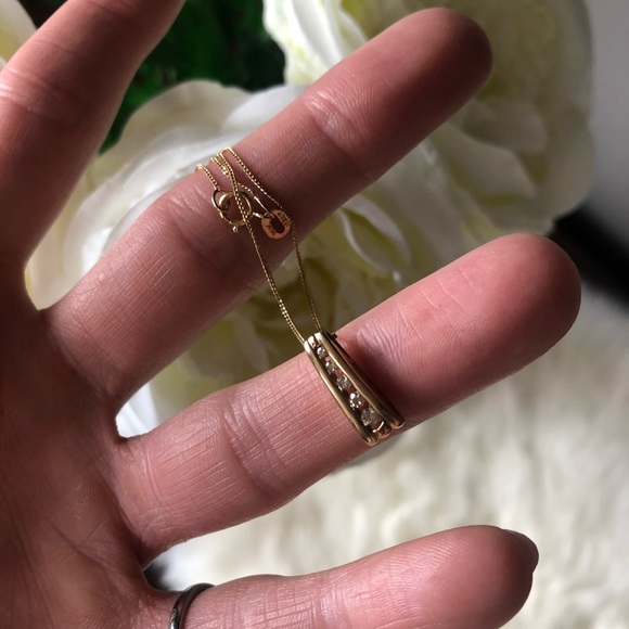 Channel Set Gold Necklace - Picture 3 of 5